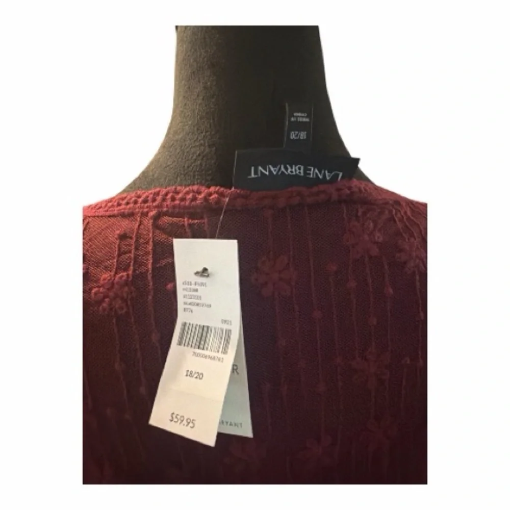 NWT Lane Bryant Floral Lace Top in Rich Burgundy Size 18/20 - Picture 8 of 9